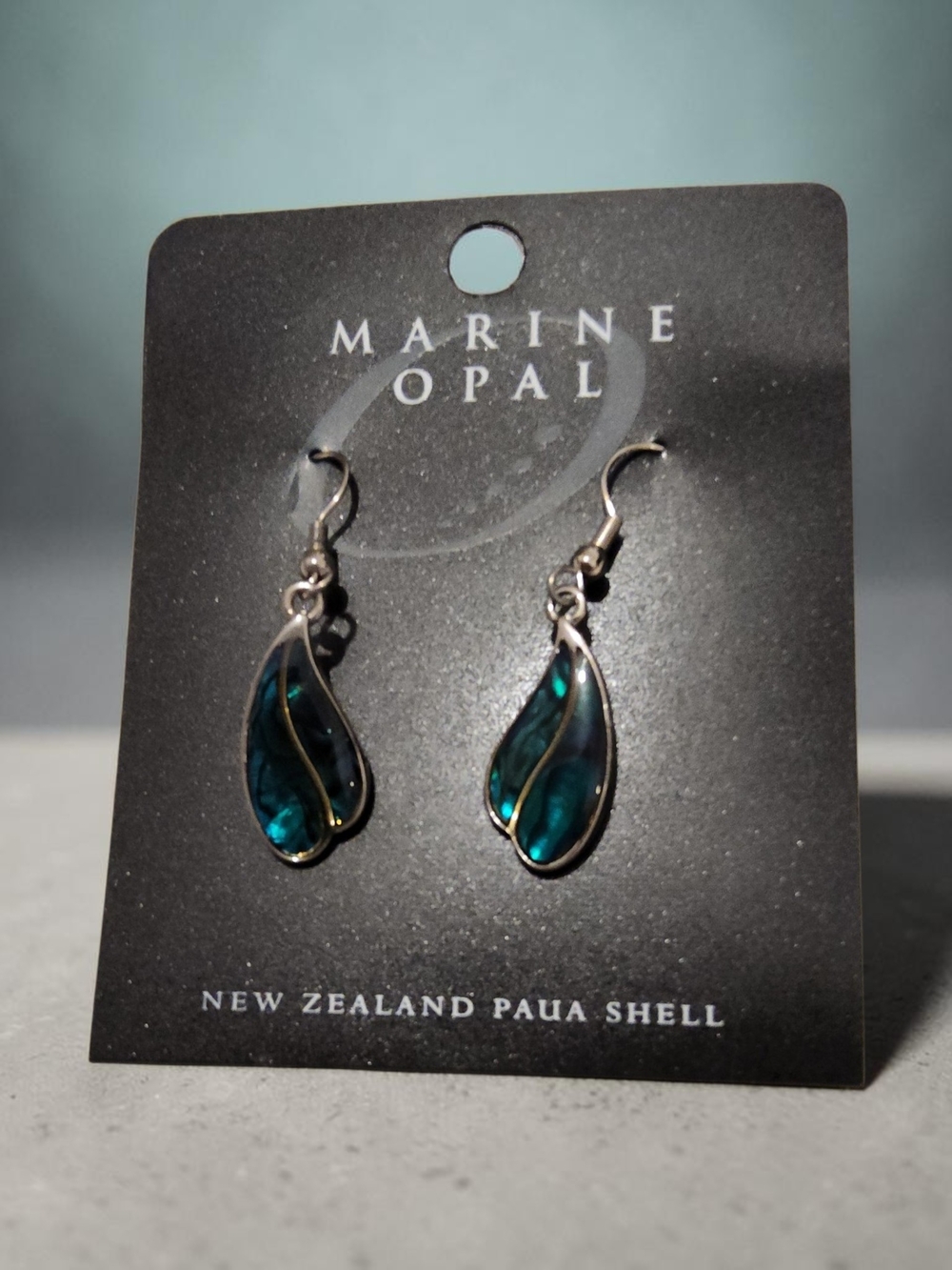 Teardrop Paua Shell Earrings - Blue Green